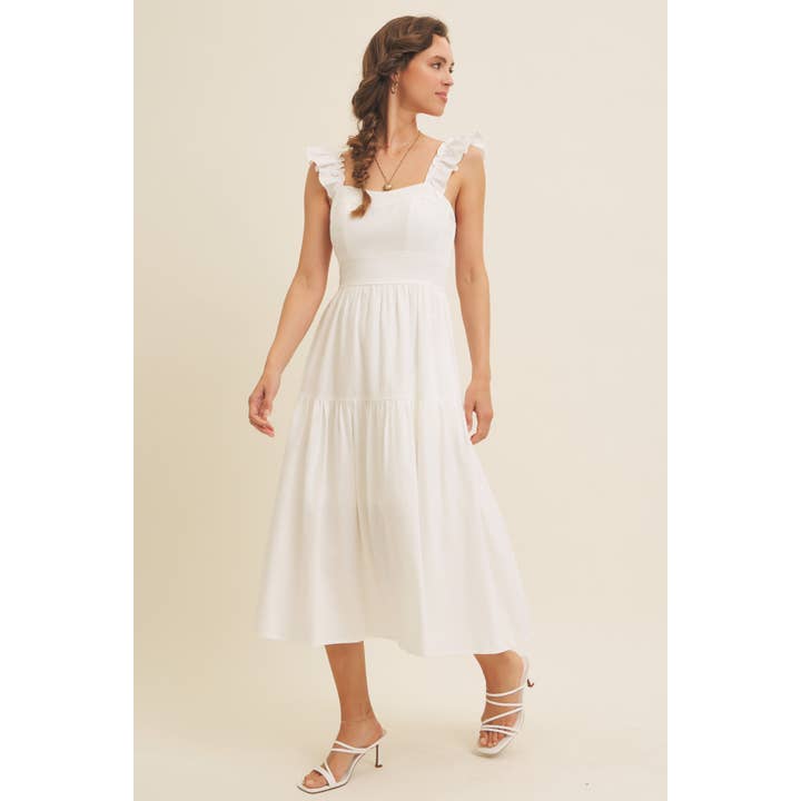 in february – wholesale Klänning - Dam – Klänning midi med volangärmar och sömdetaljer15