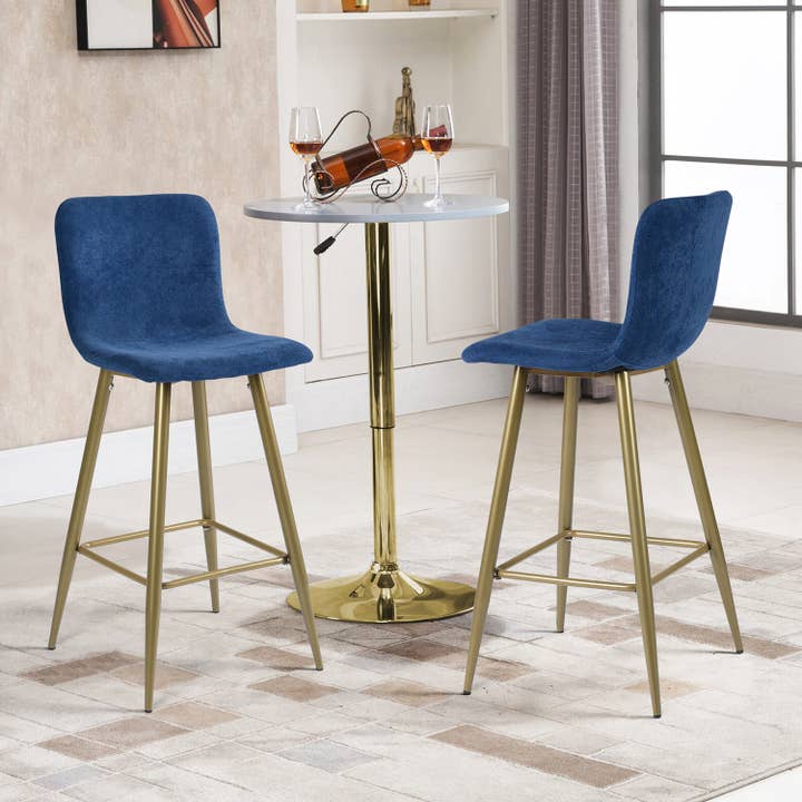 39F Inc. - Wholesale Stool - Modern 27.6in Counter Bar Stools With Gold Leg-Navy Blue