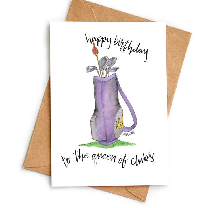 To the Queen of Clubs Golf Birthday Card for wholesale by Stem and Soul