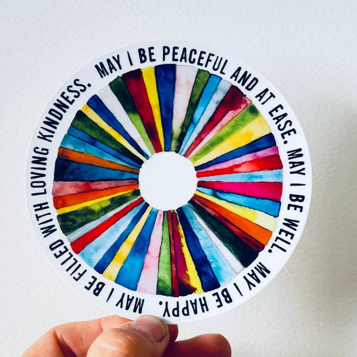 frost vinyl sticker metta prayer with hand painted art for wholesale by mb art studios