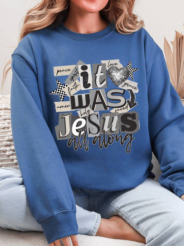 Monochromatic Jesus All Along Ecosmart Crewneck Sweatshirt for wholesale by Wholesale Accessory Market