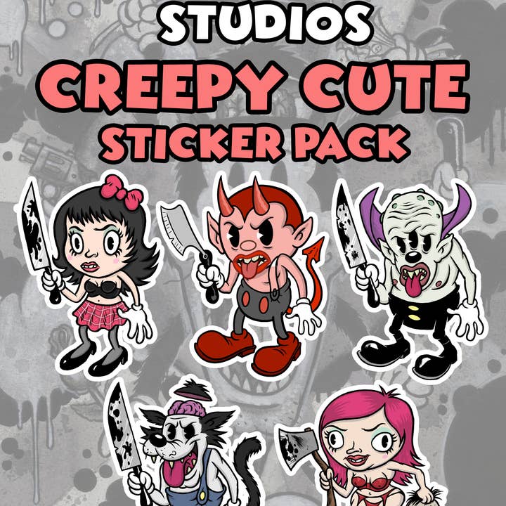 Xeno Pop - Wholesale Sticker - Devil with Razor Blade Creepy Cute Cartoon die-cut Sticker2
