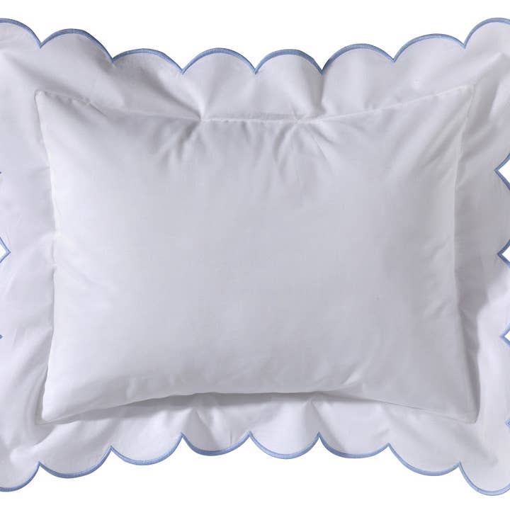 Jacaranda Living - Wholesale Throw Pillow Cover - Boudoir Pillow Cover with Scalloped Flange, Duck Egg Blue