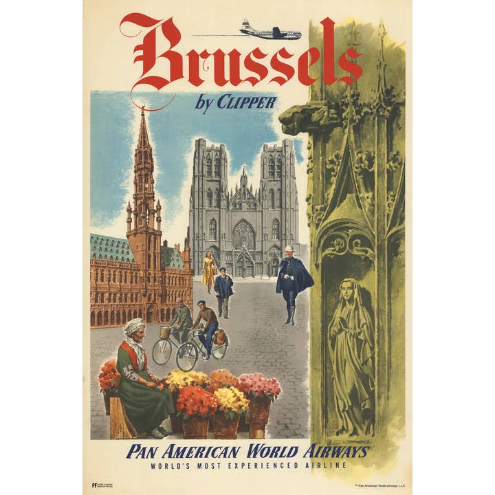 Bruselas Bélgica Europa Logo de Pan Am Póster de Arte Americano Impreso para venta al por mayor de Gotham Gifts