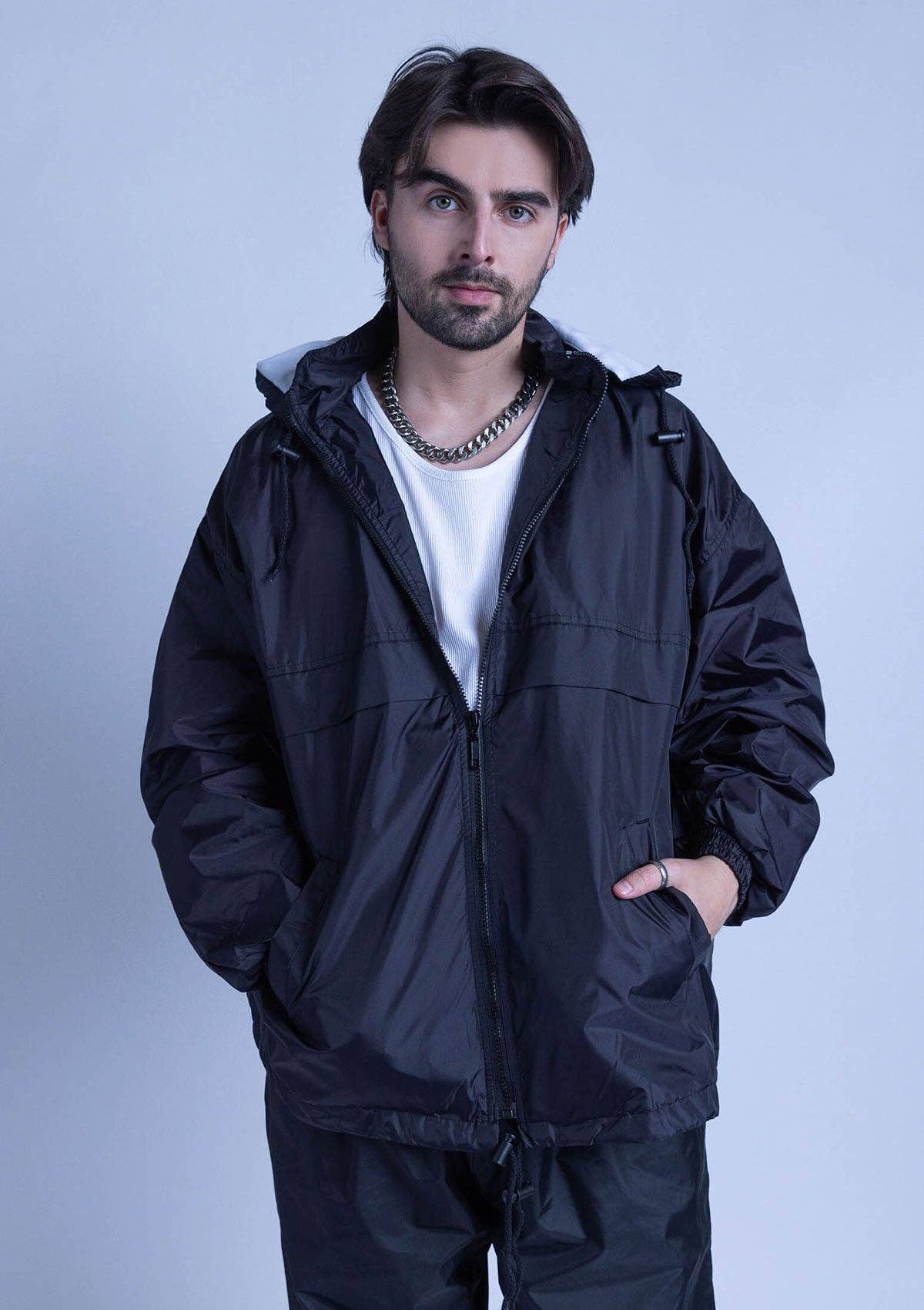 2300S Unisex Full Zipper Taffeta Nylon Tracksuit Set - Black for wholesale on Faire1