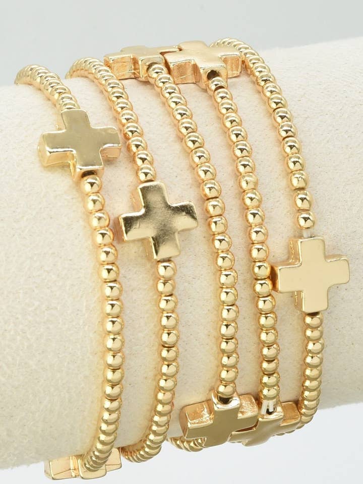 CB2259 5 Piece Cross Beaded Bracelet Set for wholesale by MiMi Wholesale