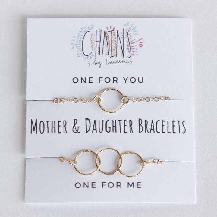 Momma and Me gouden ring armbandset voor wholesale door Chains By Lauren