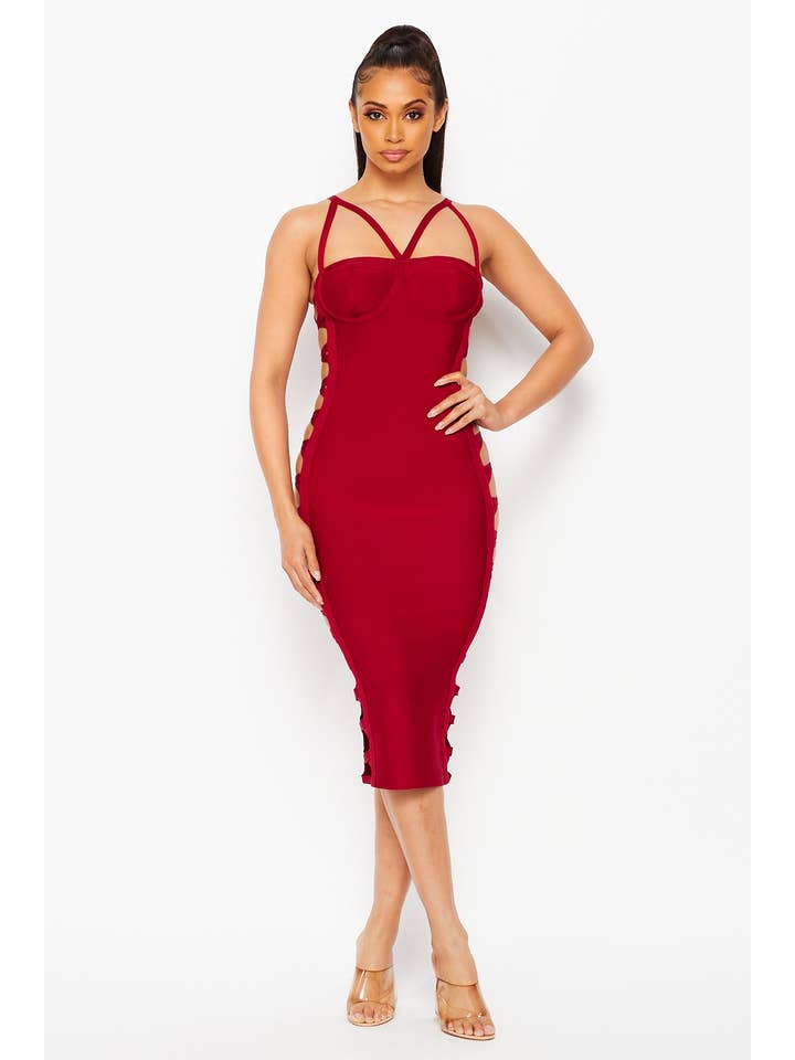 RIVIR - Wholesale Dress - Women's - BANDAGE BODYCON DRESS-AS344D