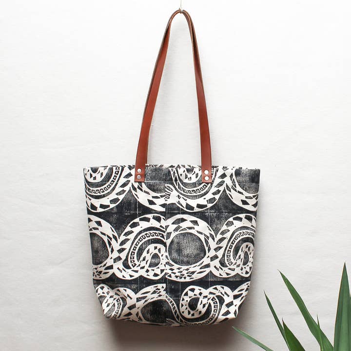 Julia Canright - Wholesale Tote Bag - Women's - Snake Block Print Tote Bag3
