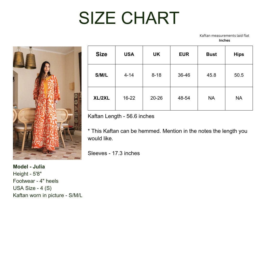 Gipci – Engroshandel Kaftan - Dame – Chik sommerkaftan med orange broderet print til kvinder, boheme-stil3