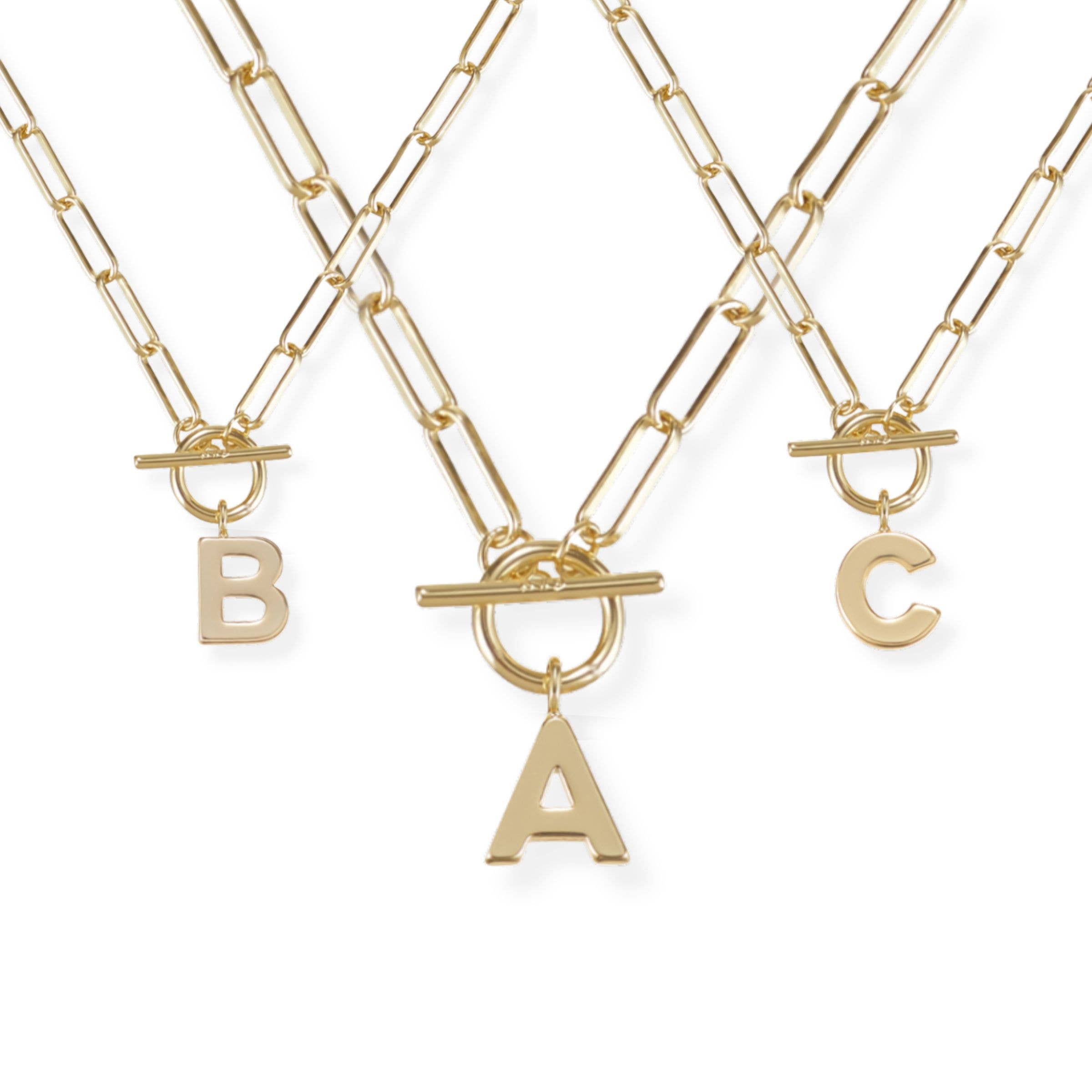 Natalie Wood Designs - Wholesale Pendant/Charm Necklace - Toggle Initial Necklace Pre-Pack, Gold2