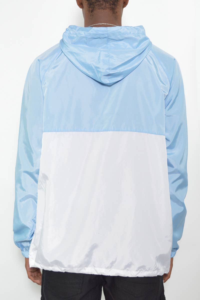 WEIV - Wholesale Windbreaker - Men's - Mens Color Block Anorak Windbreaker Jacket - Blue White2