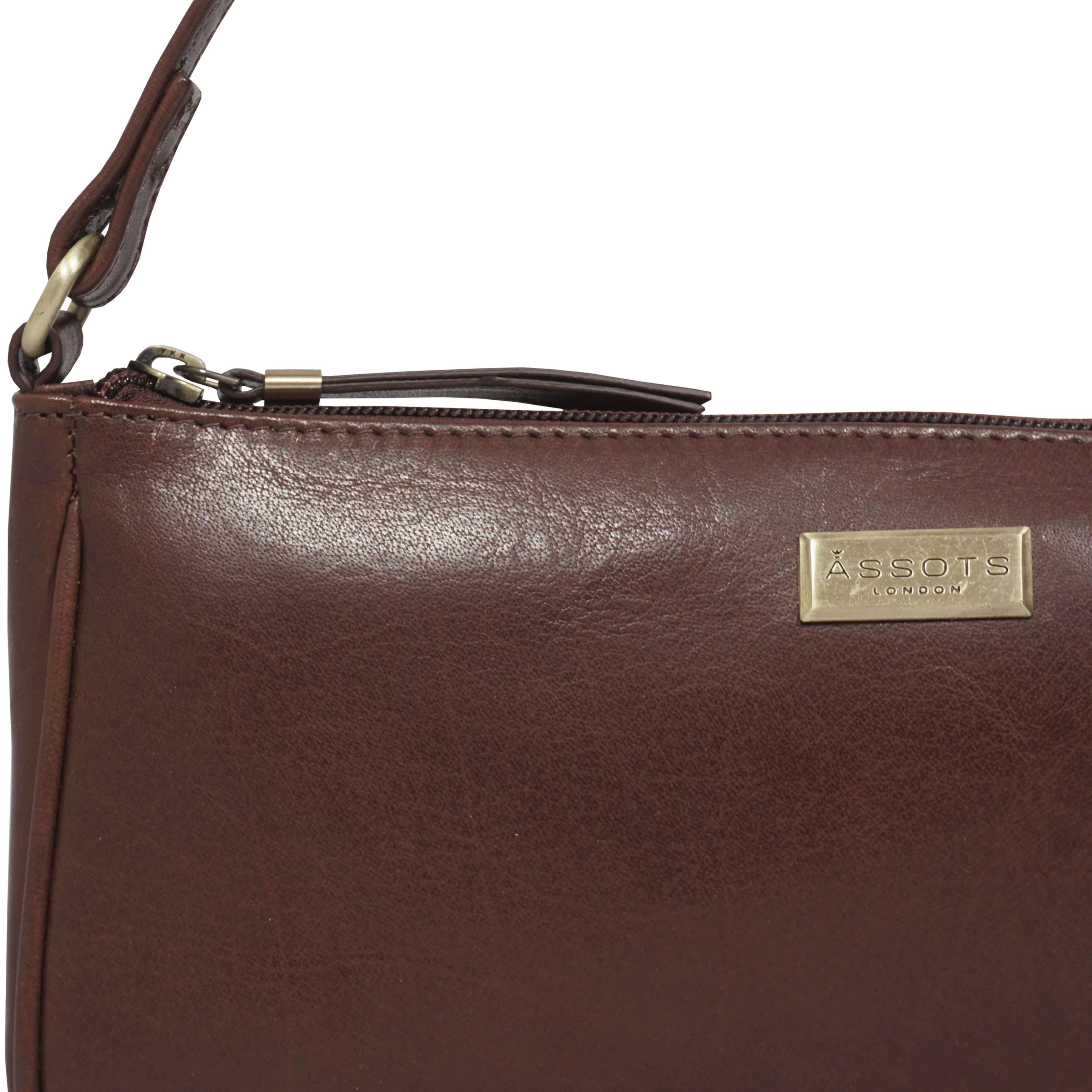 Assots London – wholesale Shoulder bag – women's – 'ZARA' Brown Smooth Real Leather Baguette Shoulder Bag2