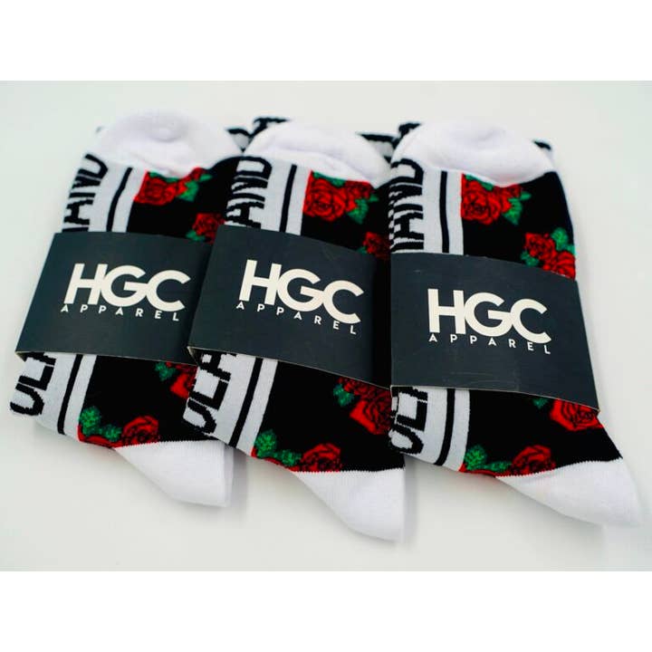 Black by Popular Demand® Unisex Black Rose Socks for wholesale by HGC Apparel LLC