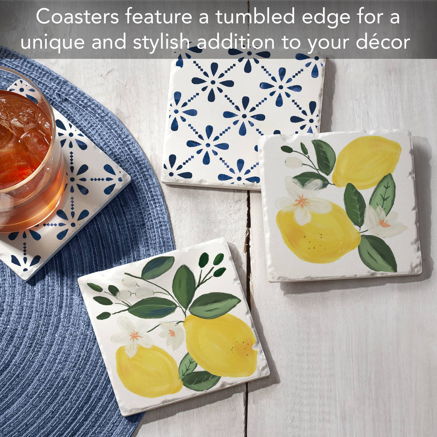 CounterArt/Highland Home/Thirstystone/CoasterStone - Vendita all'ingrosso Sottobicchiere - Set di 4 sottobicchieri con immagini assortite «Sorrento Limone»1