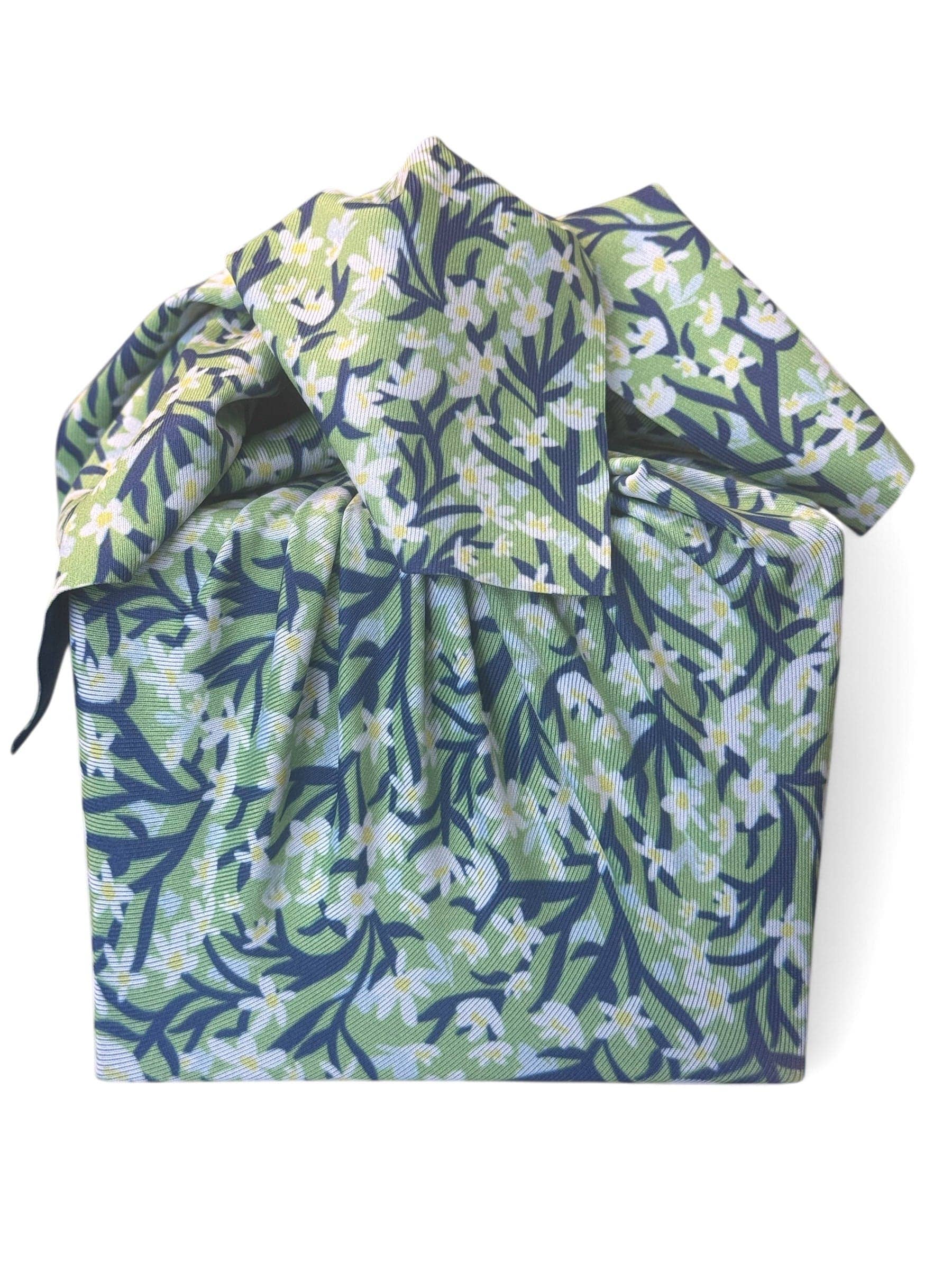 Shiki Wrap - Wholesale Flat Wrap - Set of 3 (S, L, XL) Reusable Cloth Furoshiki Gift Wrap | Spring Floral & Deep Blue3