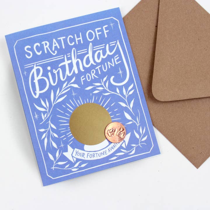 Inklings Paperie - Wholesale Birthday Card - Scratch-off Fortune Card - Blue Birthday1