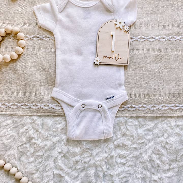 Claire and Bella - Wholesale Milestone Art/Keepsake - Kids & Baby - Wooden Monthly Milestone Set - Daisy7