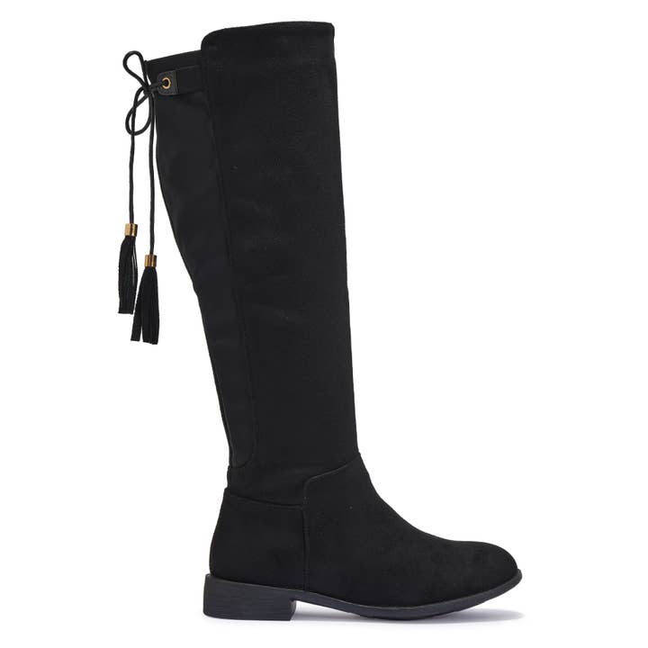 CHAT150 – FAUX SUEDE KNEE HIGH TASSEL BOOTS for wholesale by City Shoes