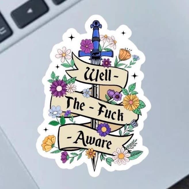 Adesivo in vinile da 2,5" ispirato a Fourth Wing "Well The F*ck Aware" per la vendita all'ingrosso da parte di Fable and Flame Co.