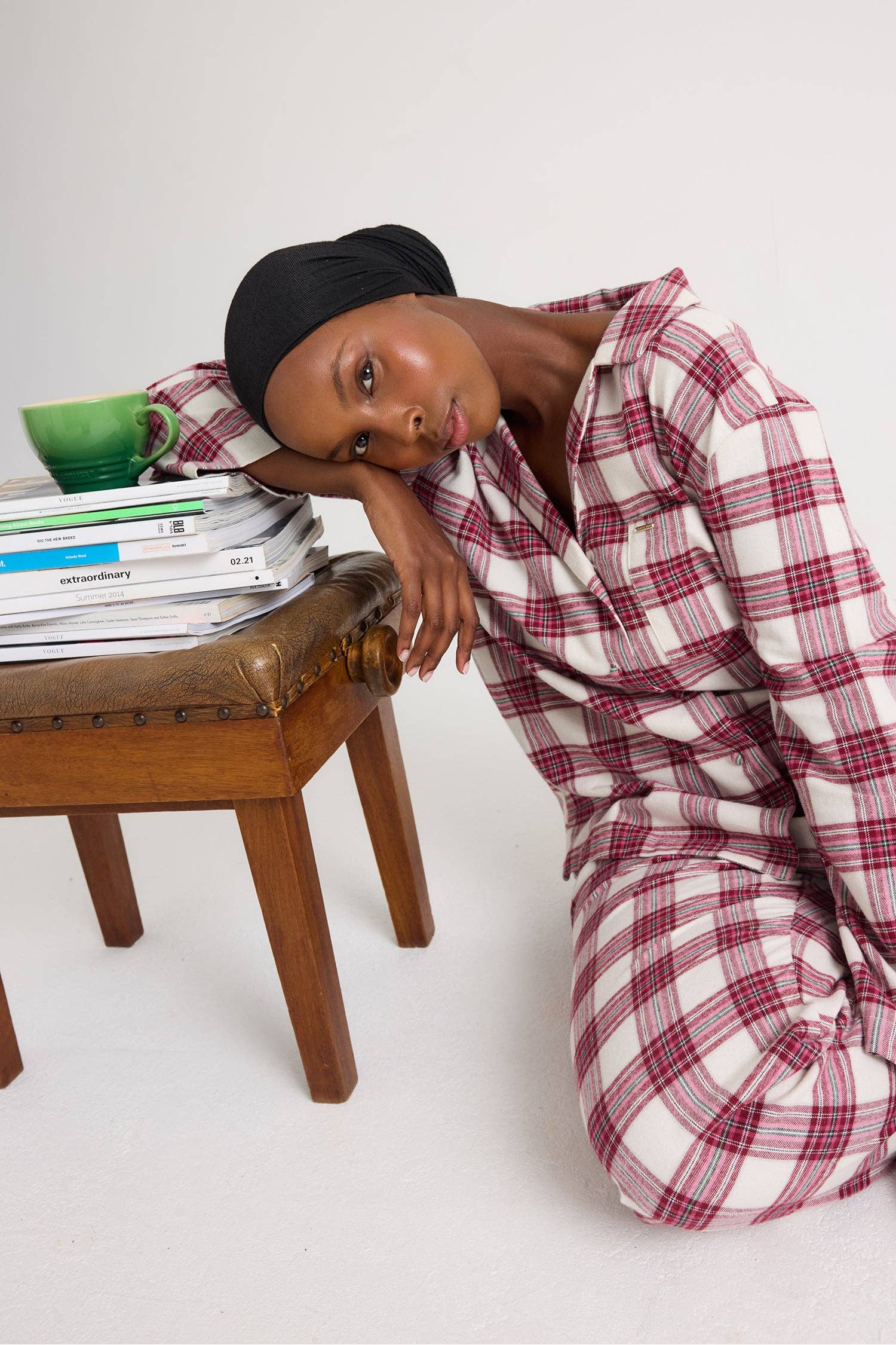 Plaid Long Pyjama Set in Stone for wholesale on Faire3