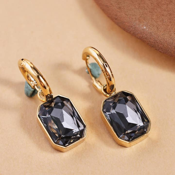 Revelari - Wholesale Dangle Earrings - Rectangle Crystal Drop Earrings Hoop Design2