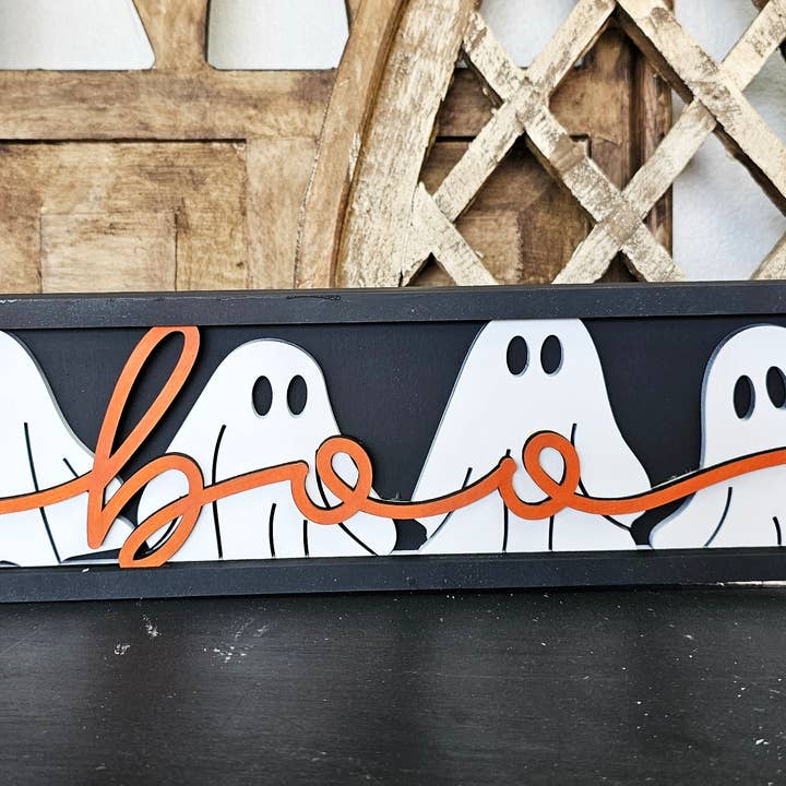 DIY Halloween Boo Shelf Sitter for wholesale by The Adorned Willows Marketplace LLC
