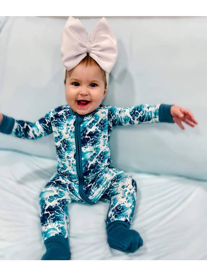 Sunshine Luckies - Wholesale Sleepsuit - Baby - Happiness Comes in Waves Zippy Bamboo Pajamas4