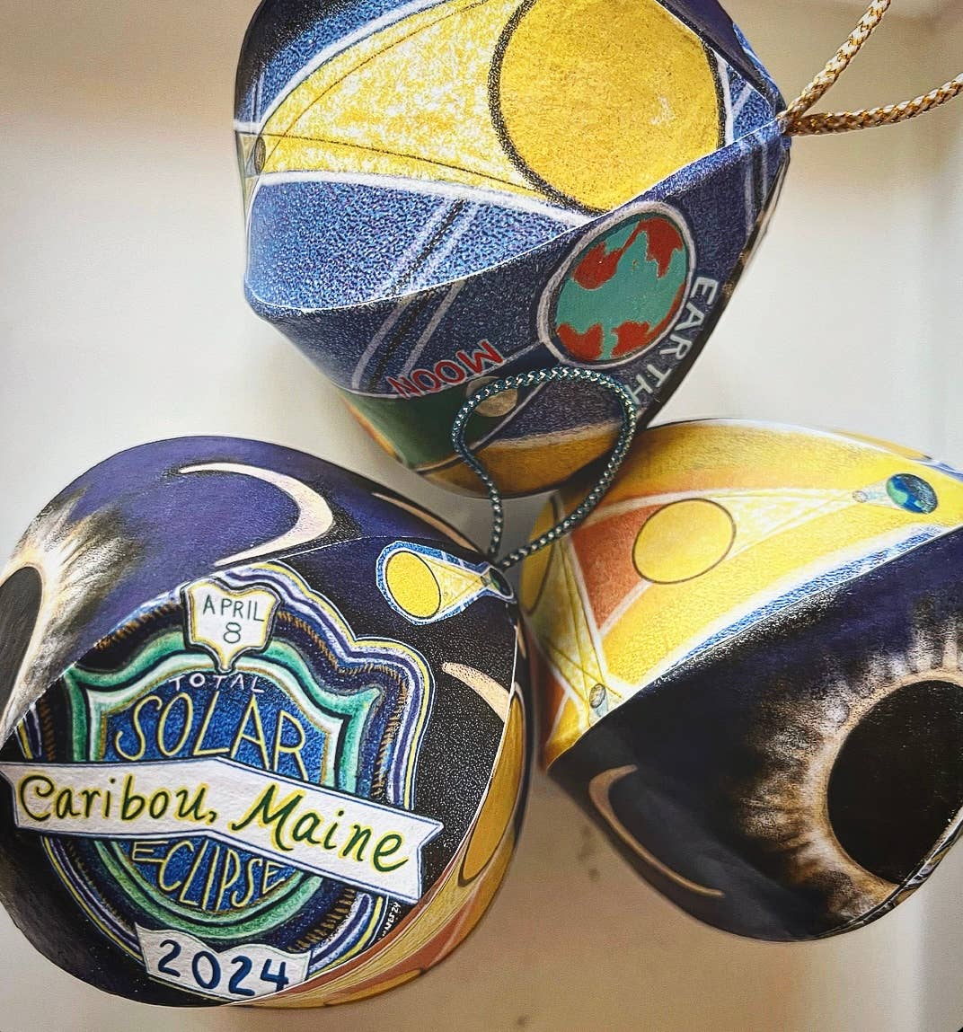 Domesticadence - Wholesale Ornament - HandDrawn 2024 Total Solar Eclipse Custom Locations Ornament2