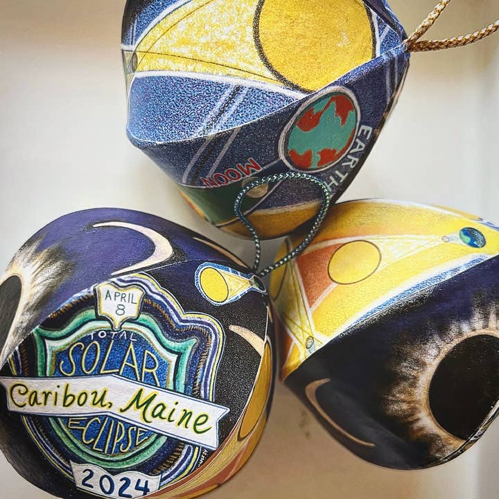 Domesticadence - Wholesale Ornament - HandDrawn 2024 Total Solar Eclipse Custom Locations Ornament2