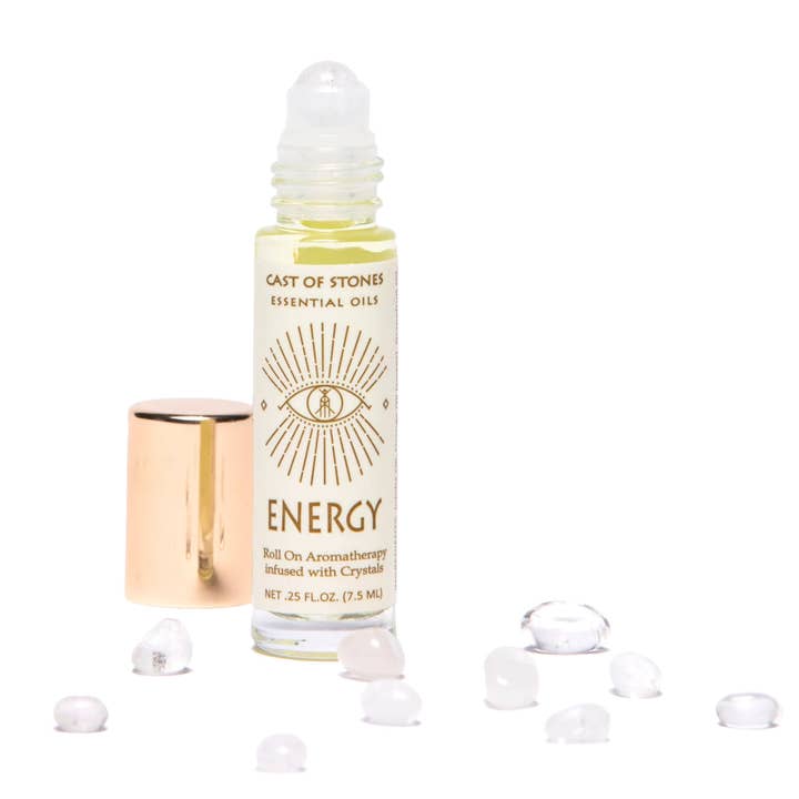 Energy Roll-On - eterisk olja aromaterapi med kvartskristaller för wholesale av Cast of Stones