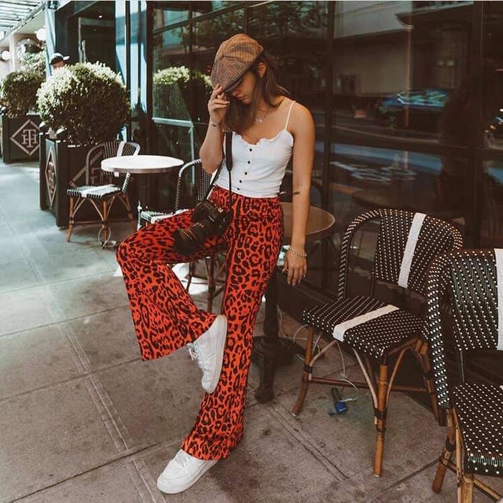 Pretty Attitude Clothing - Wholesale Pants - Women's - Red Leopard Print Bell Bottoms Cheetah Palazzo Flare Pants3