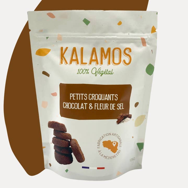 Sachet de Petits croquants chocolat et fleur de sel pour la vente par Kalamos
