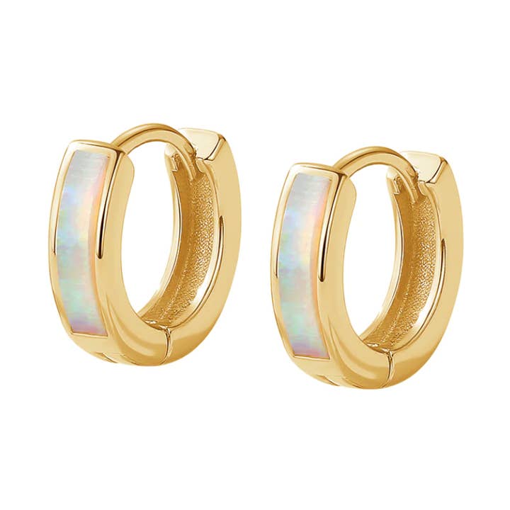 Mother Of Pearl Huggie Earrings for wholesale by XO Hanalei