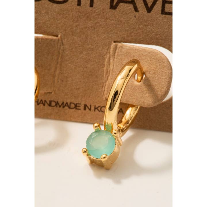 Fame Accessories - Wholesale Hoop Earrings - Gold Dipped Round Cz Gem Hoop Earrings