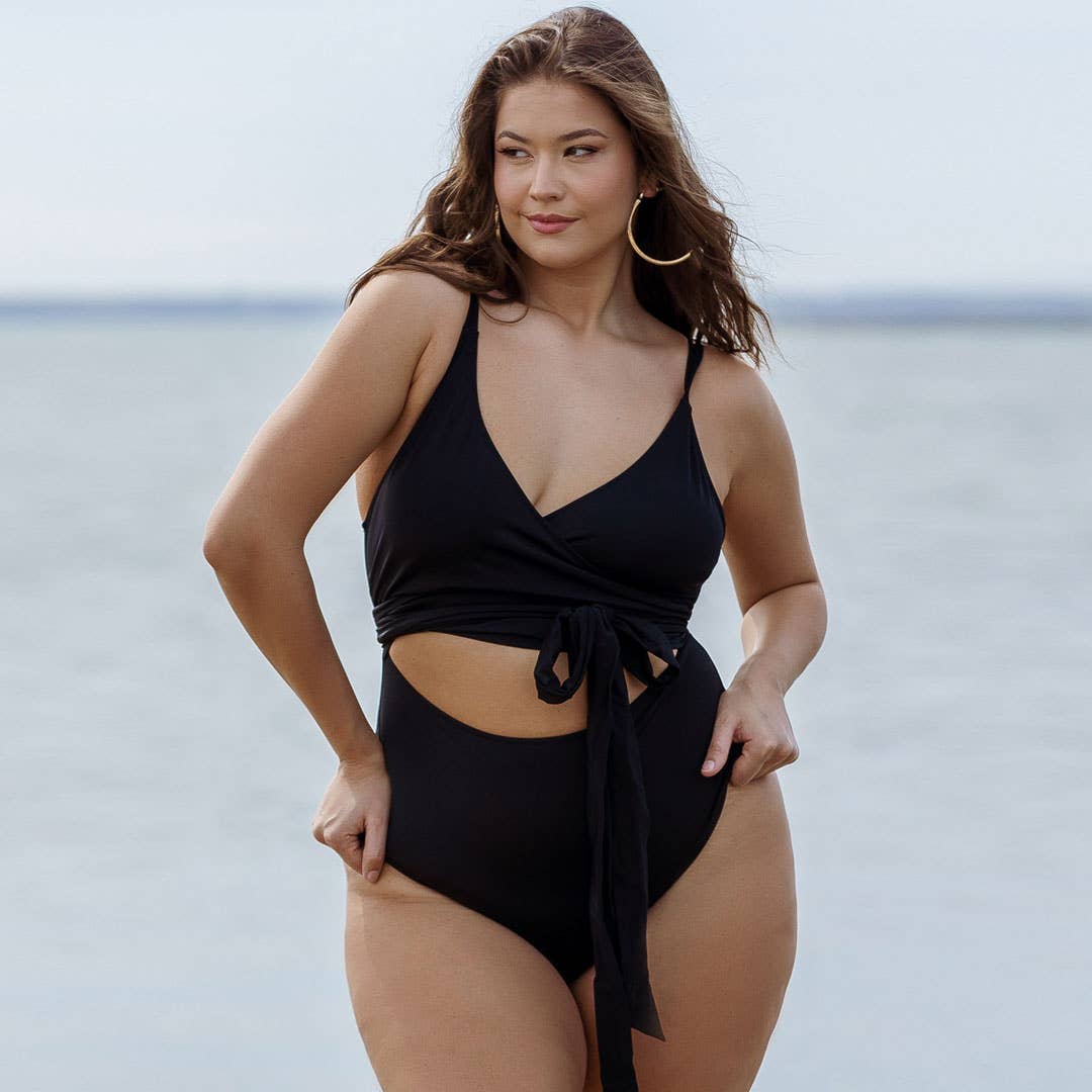 Rock Club - Wholesale One Piece Swimsuit - Women's - Plus Size Waist Wrap Tie One Piece5