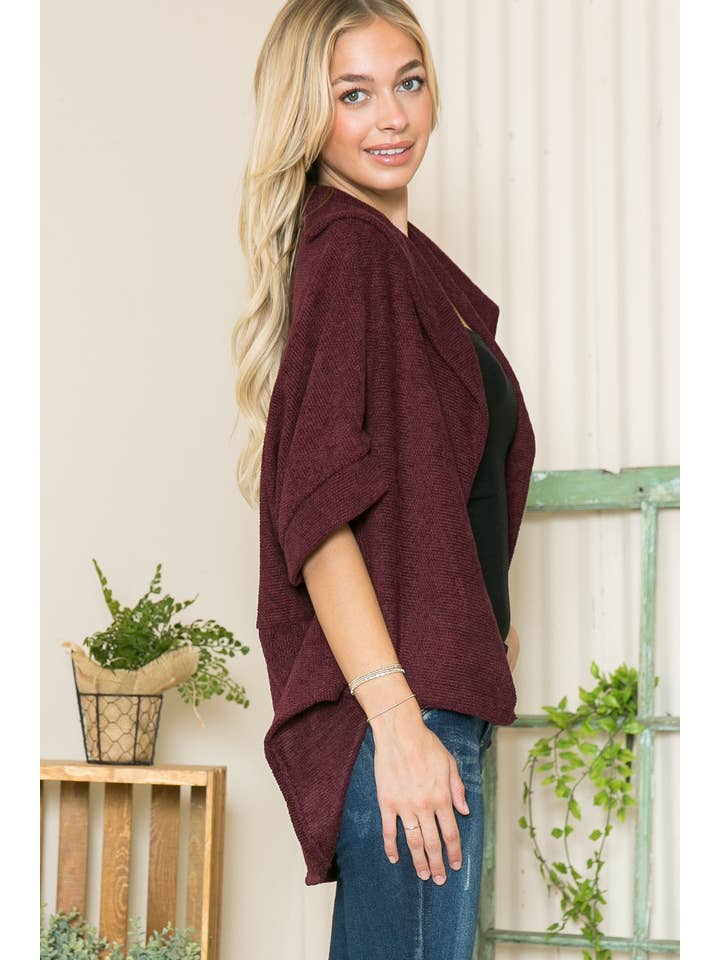 Orange Farm Clothing - Vente Cardigan – femme - Cardigan texturé à col châle, 3 couleurs5