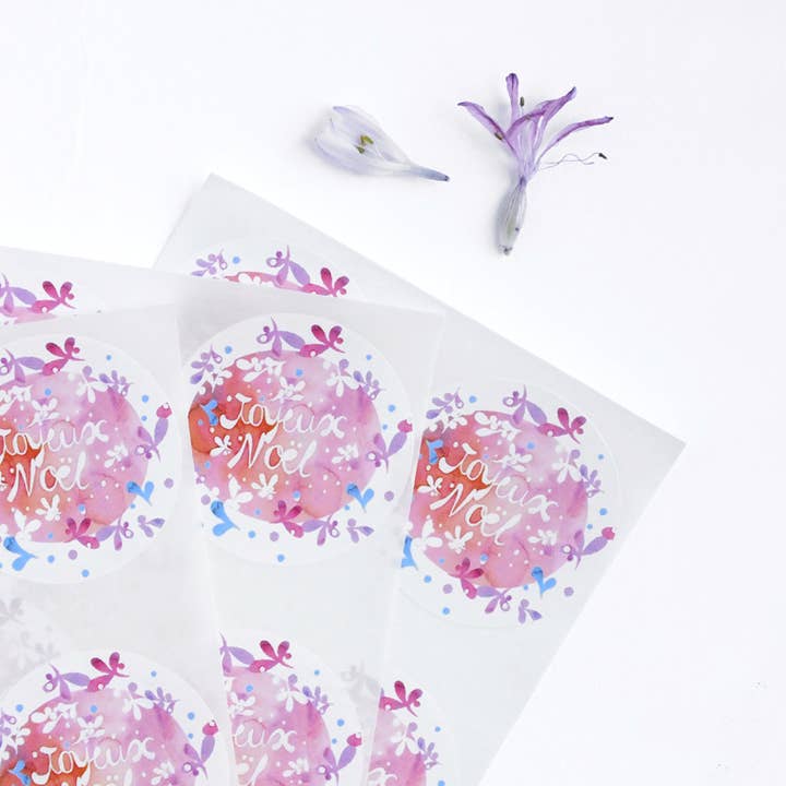 Thévy Guex - Wholesale Gift Tag Label - SET OF 12 SELF-ADHESIVE MERRY CHRISTMAS LABELS