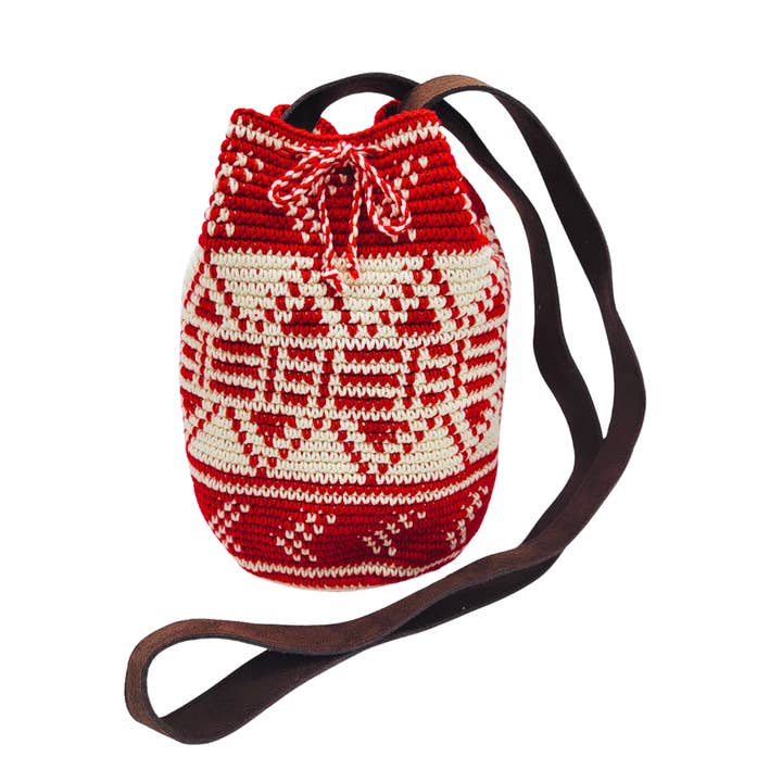 Carryall Crossbody Bag | Faux Leather & Crocheted Cotton for wholesale by Unique Batik Fair Trade