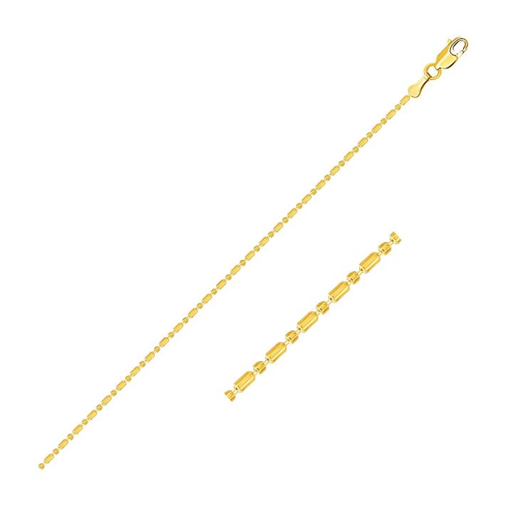 Corrente de Contas com Corte de Diamante em Ouro Amarelo 14k (0,90 mm) por atacado de RubyAnn Jewelry