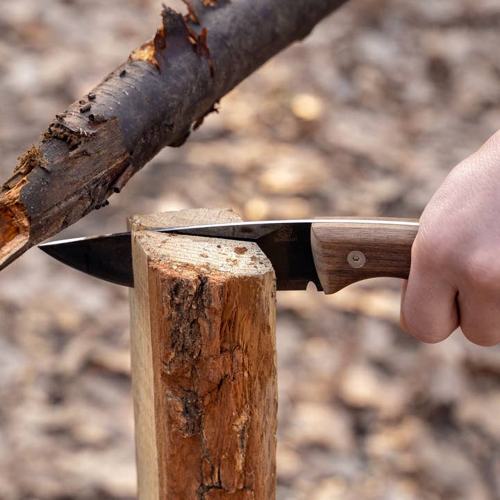 BeaverCraft - Wholesale Pocket Knife/Holder - BSH3-Carbon Steel Fixed-Blade Bushcraft Knife Walnut Handle3