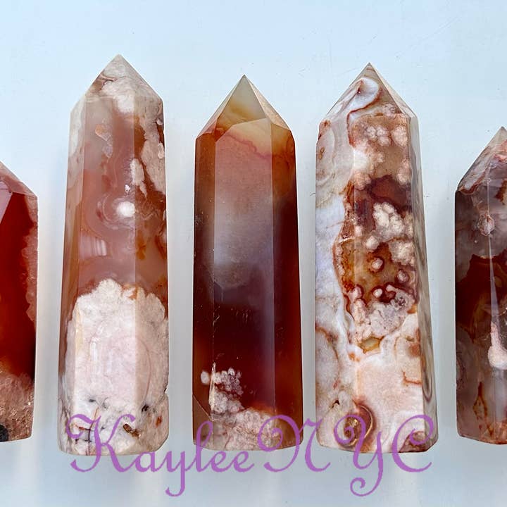 KayleeNYC - Venta al por mayor Piedras/cristales espirituales - Obelisco con forma de flor de cornalina natural, ágata, punta de torre, de 1 libra