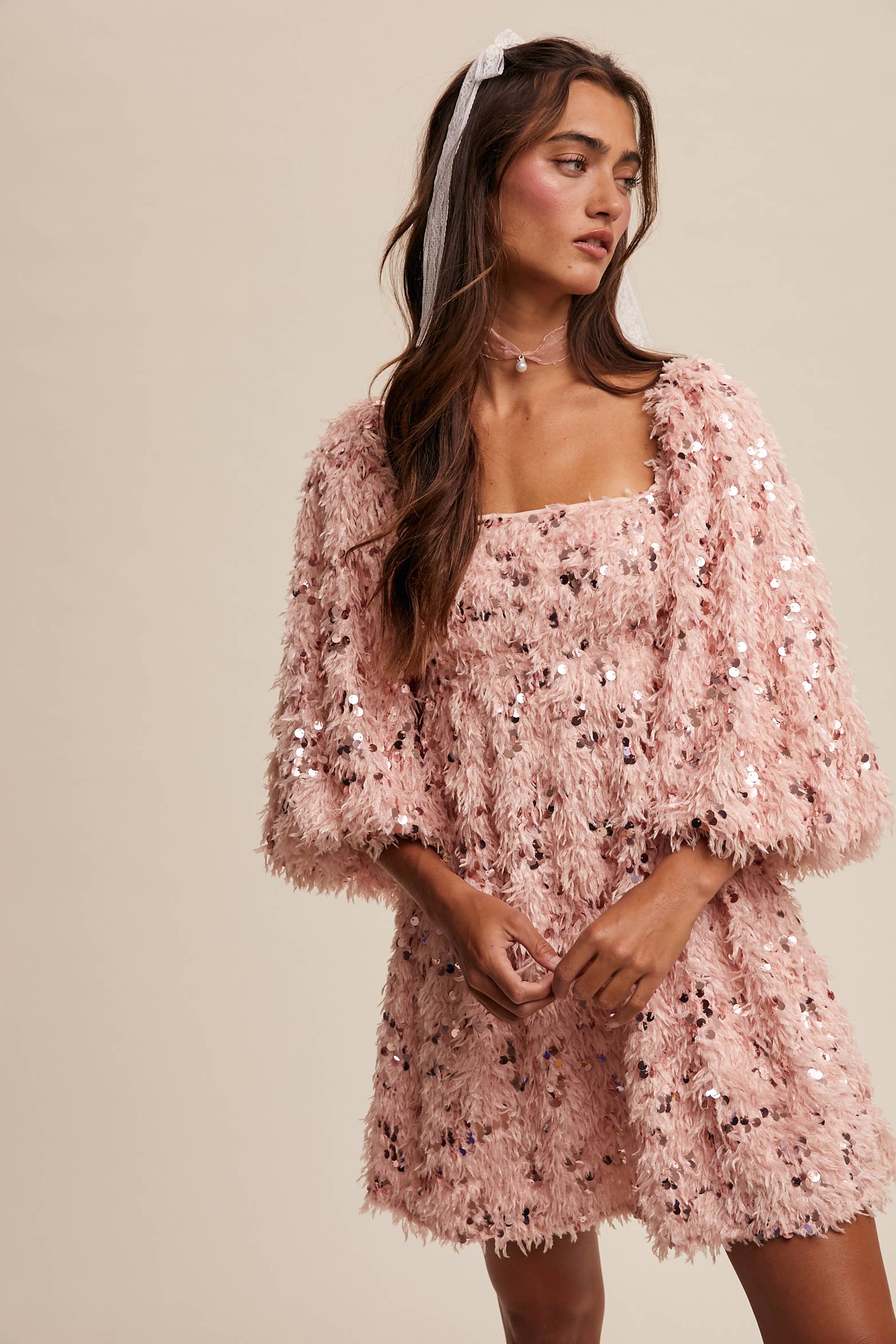 Listicle – Vestido - Mulher por atacado – Vestido Mini com Franjas de Lantejoulas LD14685