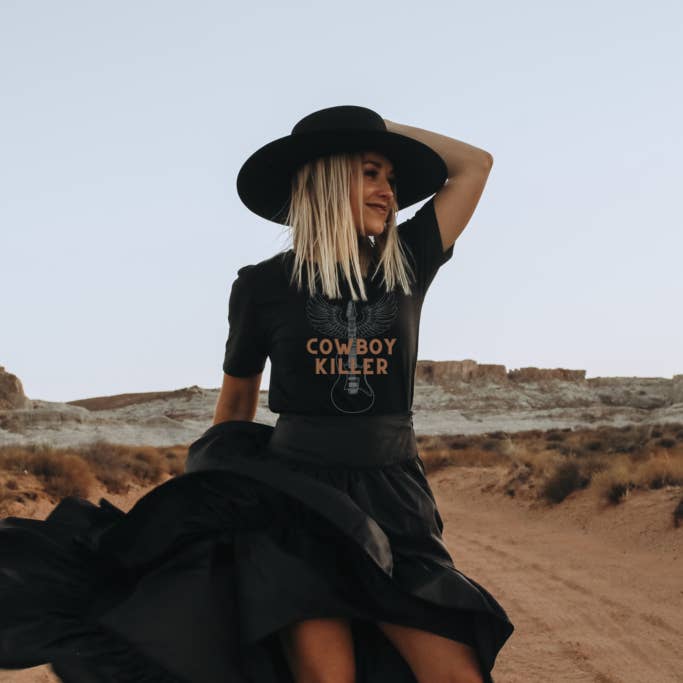 Black Powder Boutique LLC - Wholesale Screen Printed T-Shirt - Women's - Cowboy Killer Graphic Tee