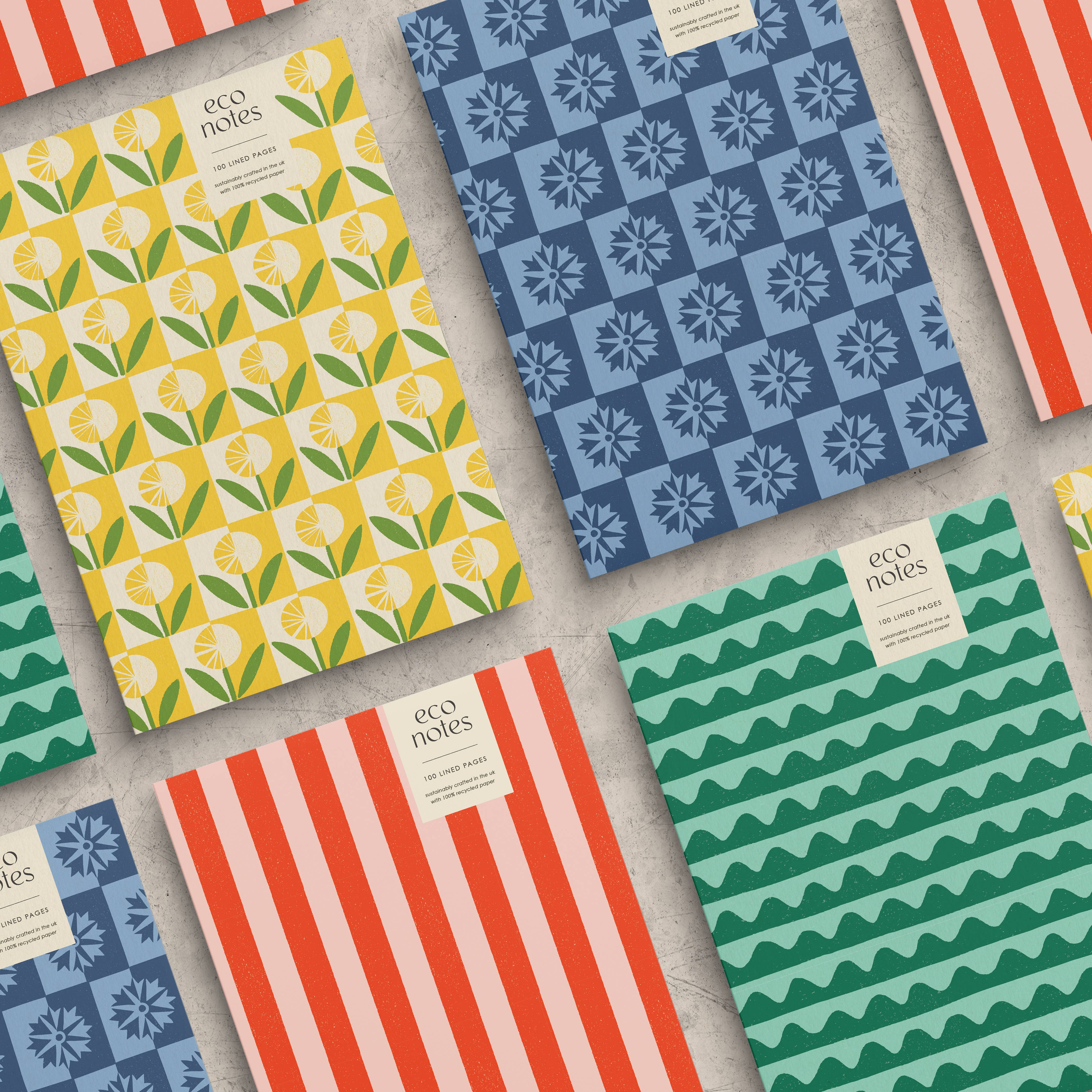 Bird & Co Studio – wholesale Notebook – Dandelion Wildflower Geometric Recycled Notebook - A5 Lined4