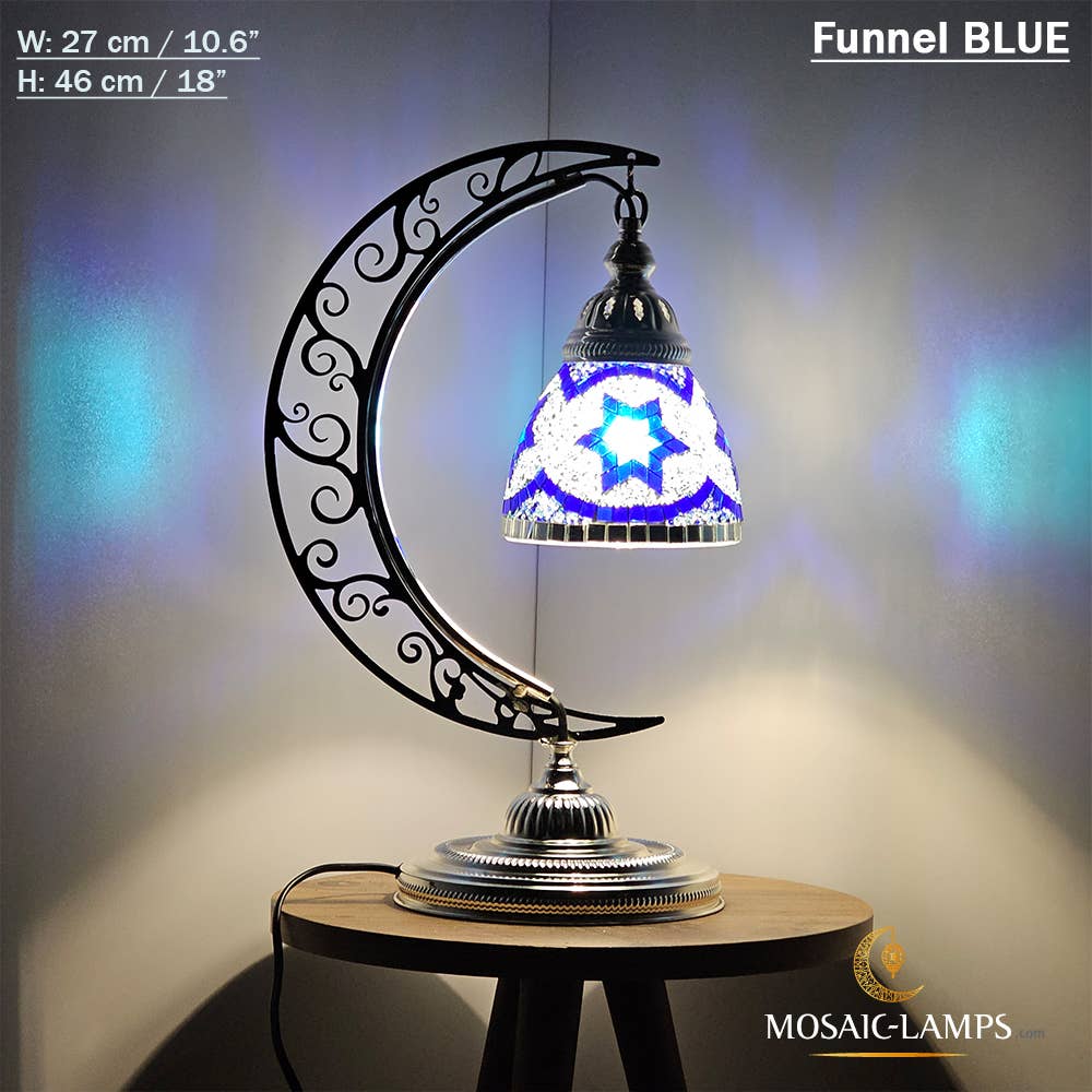 Mosaic Lamps - Vendita all'ingrosso Lampada da scrivania/d'accento - Lampada da scrivania Turkish Moon in argento, luci ad arco marocchine, Murano C9