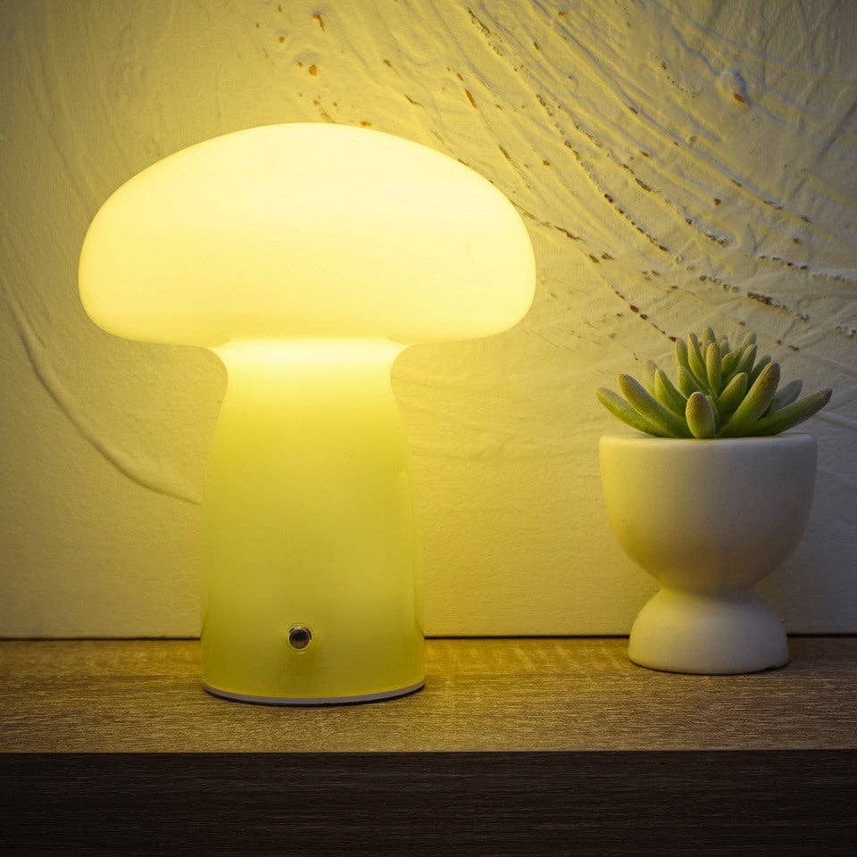 K LIVING – wholesale Accent/desk lamp – Mushroom Toadstool Glass Table Lamp in White, Duck egg Blue, Green, Lemon, Mocha and Brown - Rechargeable Lamps10