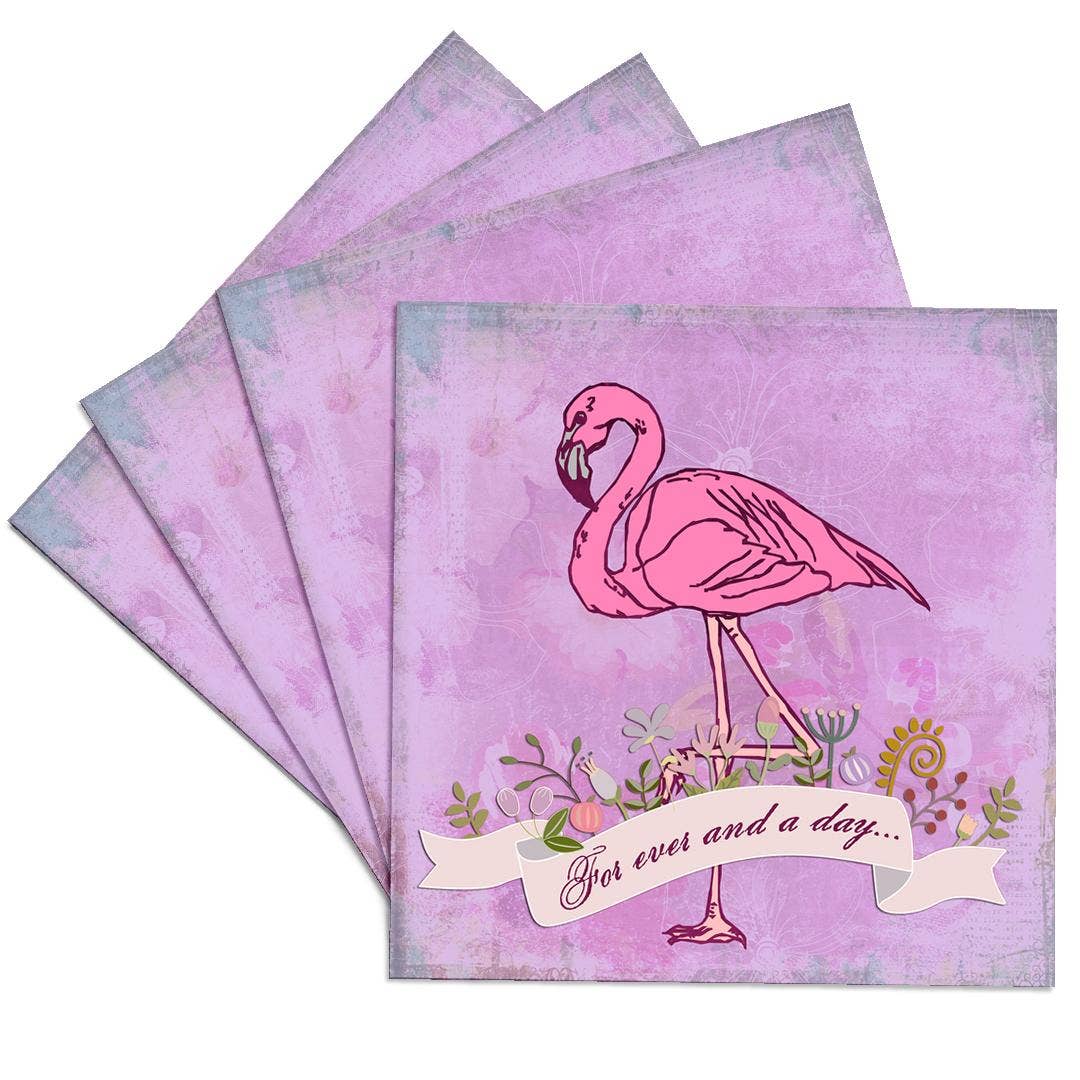 3dRose - Wholesale Coasters - 3dRose, Flamingo Valentines Day Illustration, Coaster0
