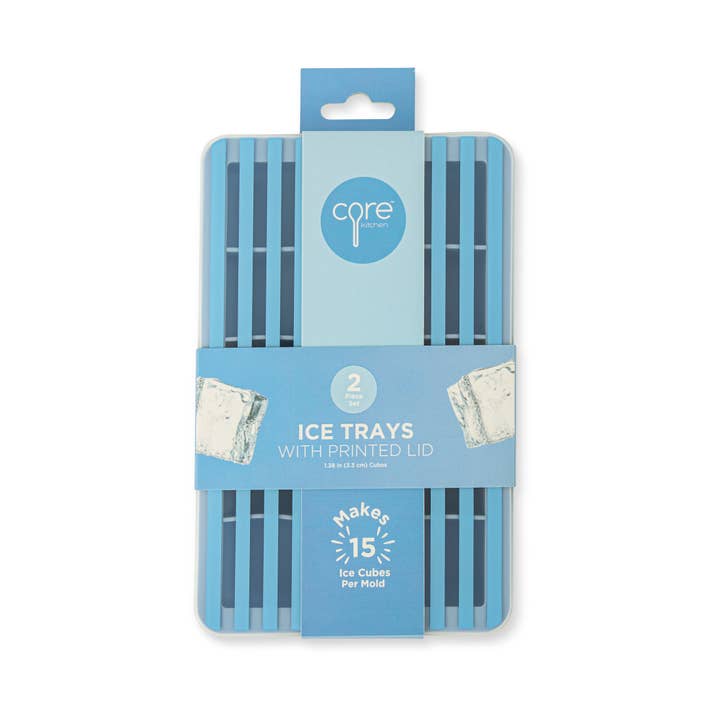 Core Home - Wholesale Ice Tray/Mold - 2pk Printed Lid/Cube Ice Tray - Stripe3