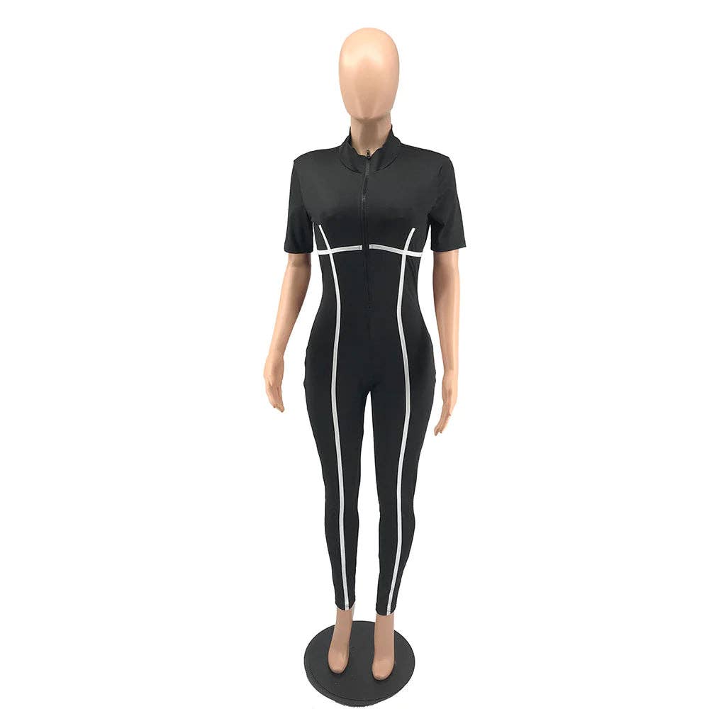 MB Fashion Wholesale - Wholesale Jumpsuit - Women's - MB FASHION STRIPED ZIPPER JUMPSUITS 5045R1